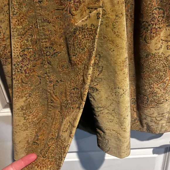 Vintage Express green paisley corduroy coat size 6 - Picture 4 of 15